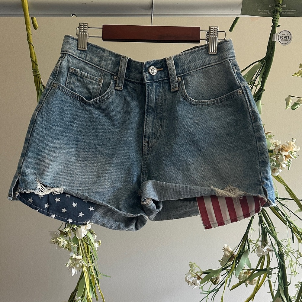 Old Navy Blue Jean Shorts with Flag Detail